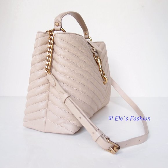 ❤️NWT Rebecca Minkoff Edie Lrg Top Handle Satchel Crossbody Bag SAND DUNE Beige - Picture 8 of 15